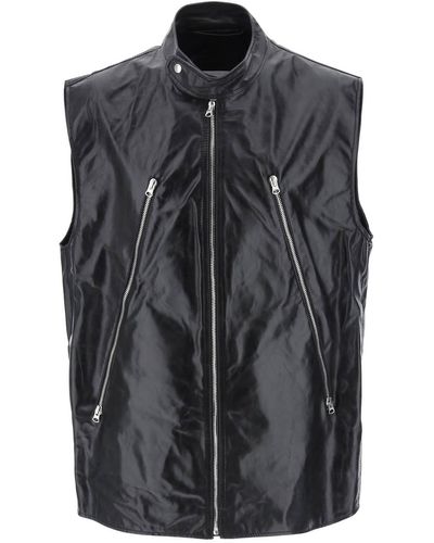 MM6 by Maison Martin Margiela Oversized Leather Vest - Black