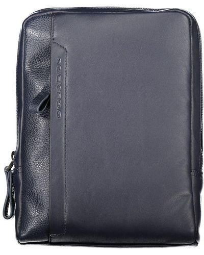 Piquadro Sleek Blue Leather Shoulder Bag With Contrast Detail