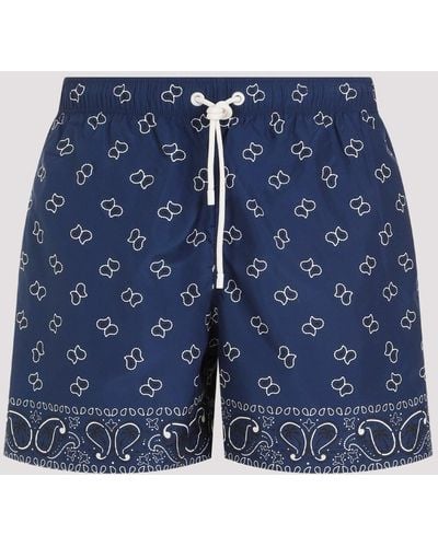 Palm Angels Navy Blue Paisley Swimshorts