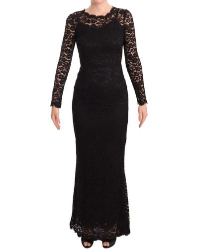 Dolce & Gabbana Elegant Laminated Lace Mermaid Dress - Black