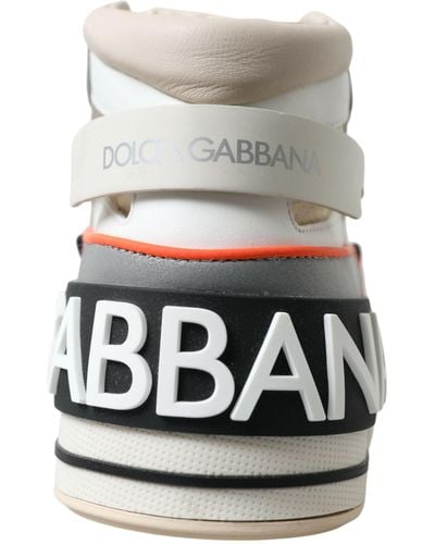Dolce & Gabbana Multicolor Leather High Top Sneakers Shoes - Gray