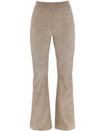 Ganni Melange Rib Knit Trousers - Natural