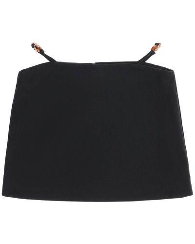 Ganni Organic Cotton Mini Skirt With Cut Out Details - Black