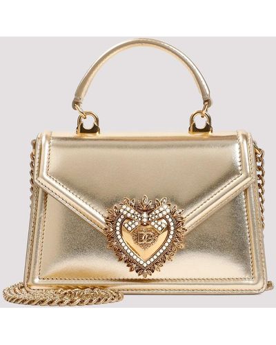 Dolce & Gabbana Golden Devotion Lamb Leather Handbag - Natural