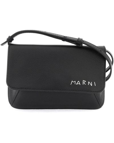 Marni Flap Trunk Shoulder Bag With - Black