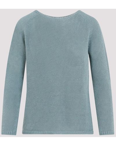 MAX MARA'S Ecru Giolino Linen Sweater - Blue