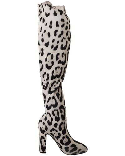 Dolce & Gabbana Chic Leopard High-Heel Over-Knee Boots - Black
