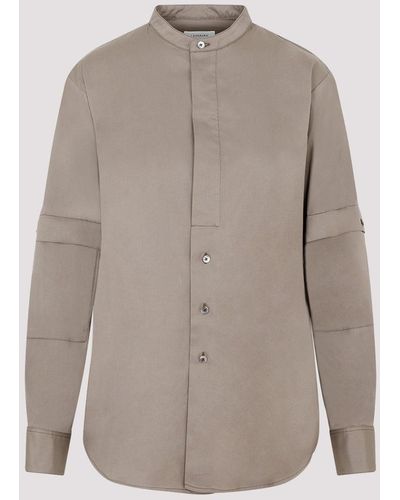 Lemaire Brown Squirrel Cotton Officer Collar Shirt - Grey
