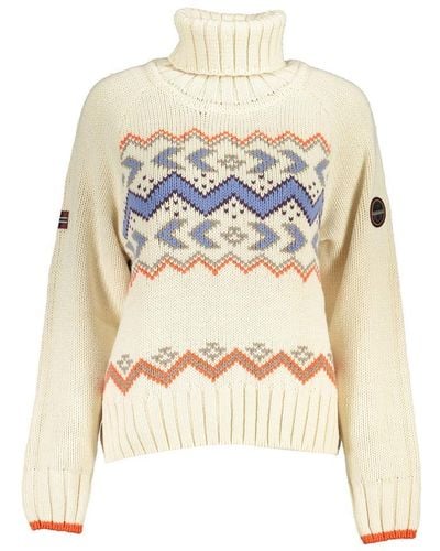 Napapijri Chic High Neck Sweater With Elegant Detailing - White