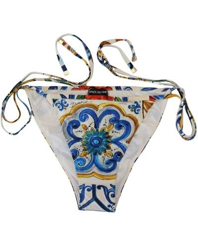 Dolce & Gabbana Multicolour Side Tie Bottom Swimwear Bikini - Blue