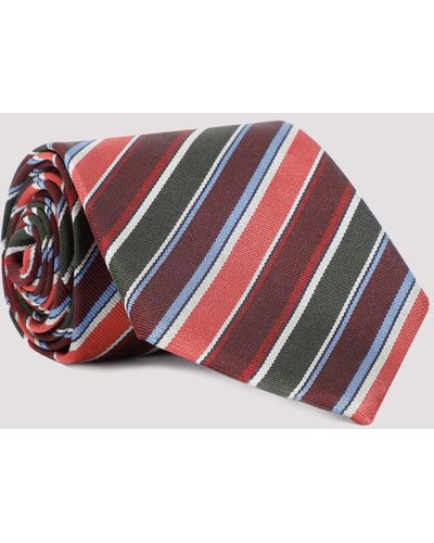 Paul Smith Burgundy Club Stripe Silk Tie - Red