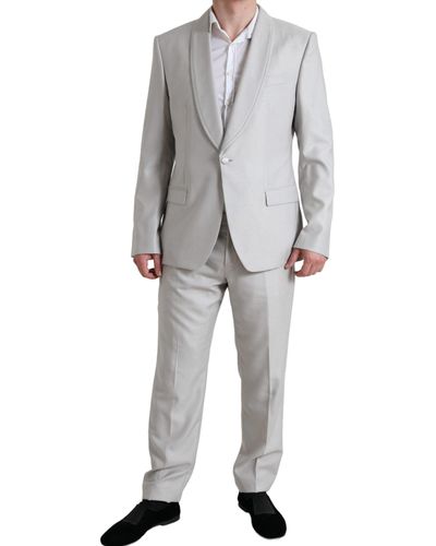 Dolce & Gabbana Silver Wool Silk 2 Piece Slim Fit Suit - Grey