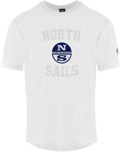 North Sails Solid Colour Crewneck T-shirt With Front Print - White
