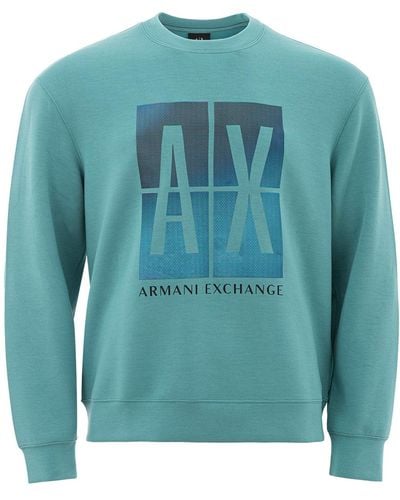 Armani Exchange Elegant White Wool Hooded Cardigan - Blue