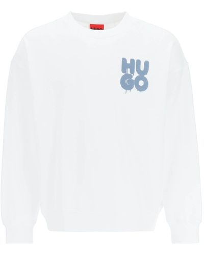 HUGO Graffiti Logo 'daraz' Sweatshirt - White