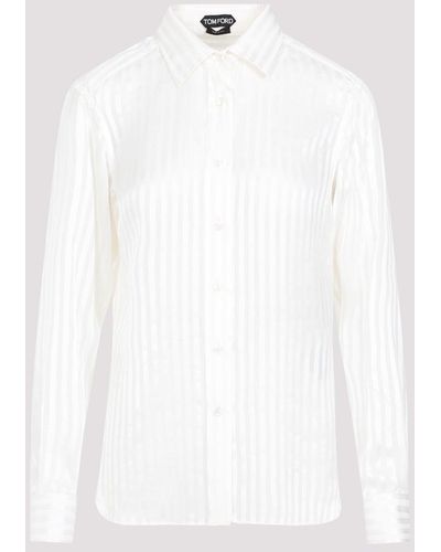 Tom Ford White Ecru Silk Striped Shirt
