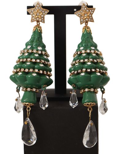 Dolce & Gabbana Enchanting Crystal Christmas Tree Clip-On Earrings - Green