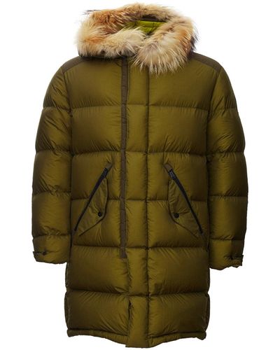 Add Quilted Parka With Fur Collar - Green