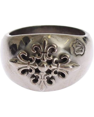 Nialaya Silver 925 Sterling Authentic Crest Ring - White