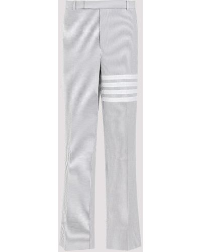 Thom Browne Med Grey Low Rise Beltloop Trousers - White