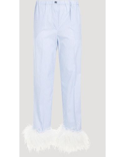 Miu Miu Light Blue Cotton Trousers - White