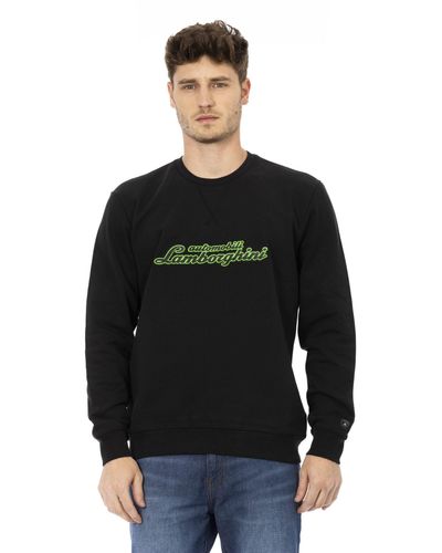 Automobili Lamborghini Sleek Cotton Crewneck Sweatshirt With Logo - Black