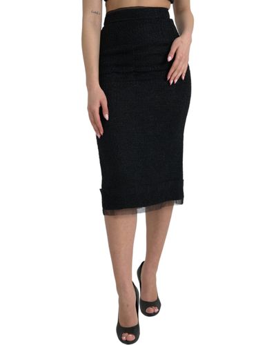 Dolce & Gabbana Elegant High Waist Midi Skirt - Black