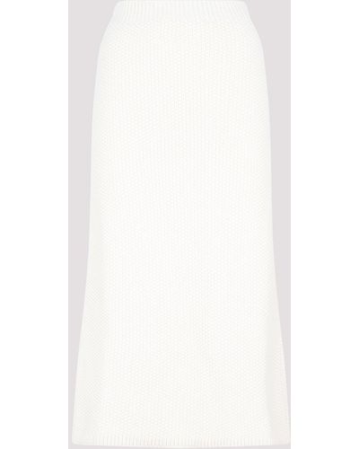 Chloé White Crochet Midi Skirt