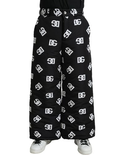 Dolce & Gabbana Black Logo Dg Print Wide Leg Pants