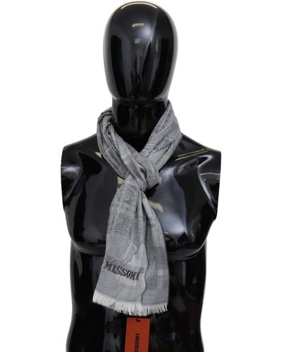 Missoni Chic Wool Scarf With Logo Embroidery - Black
