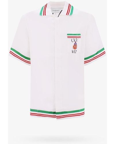 Casablancabrand Short Sleeve Silk Printed Shirts - White