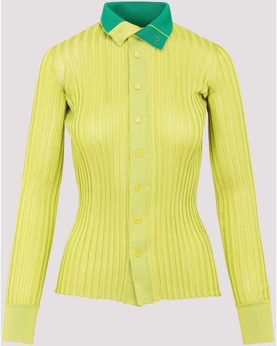 Bottega Veneta Kiwi Silk Buttoned Jumper - Yellow