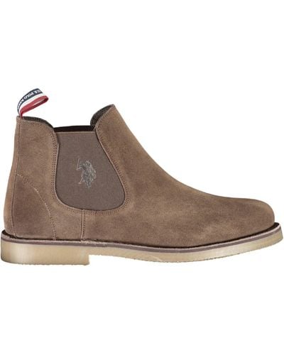 U.S. POLO ASSN. Elegant Ankle Boots With Logo Detailing - Brown