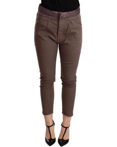 CYCLE Brown Mid Waist Cropped Skinny Stretch Trouser - Black