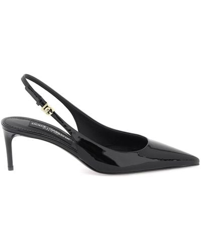 Dolce & Gabbana Court Shoes With Dg Back Strap - Black