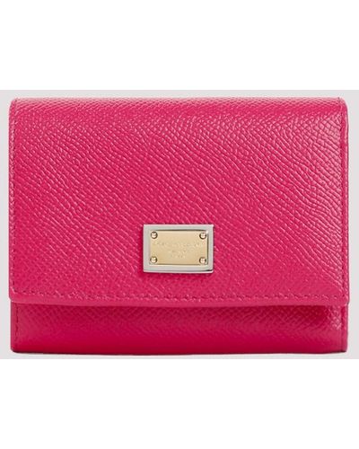 Dolce & Gabbana Ciclamino Leather French Flap Wallet - Pink