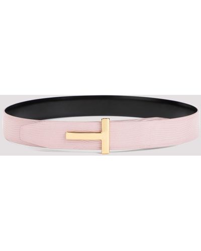 Tom Ford Pastel Pink Calf Leather Belt - Black