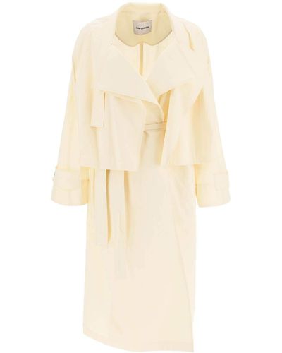 Low Classic Long Cotton Trench Coat - Natural