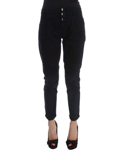 CoSTUME NATIONAL Cotton Slim Fit Cropped Jeans Black Sig30119