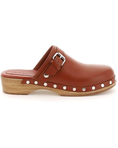 Isabel Marant 'thalie' Leather Clogs - Brown