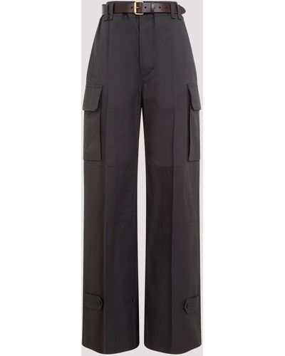 Saint Laurent Gray Cotton Pants - Black