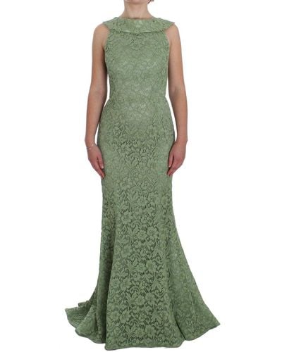 Dolce & Gabbana Floral Lace Sheath Maxi Dress - Green