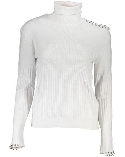 Patrizia Pepe Chic Turtleneck Sweater With Contrast Details - White