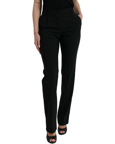 Dolce & Gabbana Elegant Tapered Wool Trousers - Black