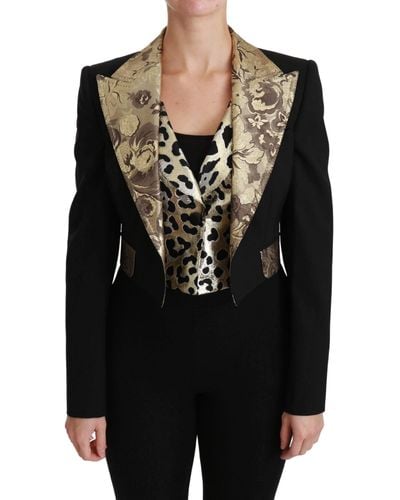 Dolce & Gabbana 2-piece Jacket With Gold Floral Jacquard Detailing Wool - Black
