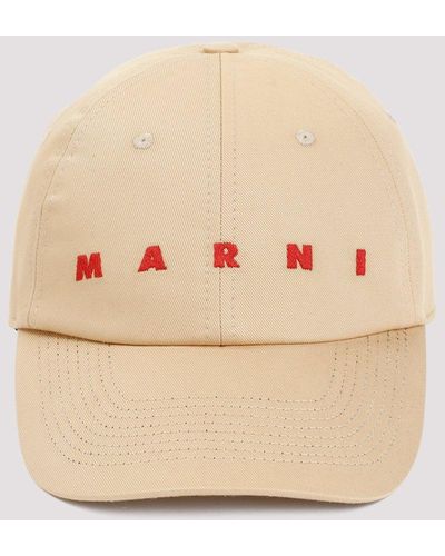 Marni Beige Cotton Baseball Cap - Natural