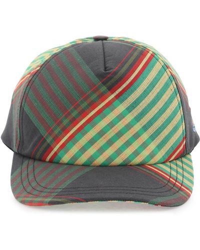 Vivienne Westwood Combat Tartan Baseball Cap Hat - Green