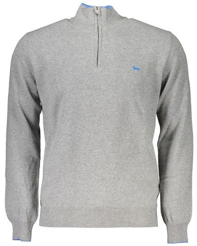 Harmont & Blaine Elegant Half-Zip Sweater With Contrast Details - Gray