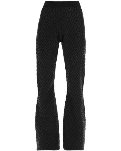 Versace La Greca Knit Flared Pants - Black