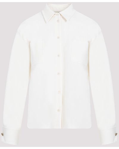Max Mara White Tirolo Virgin Wool Shirt Jacket